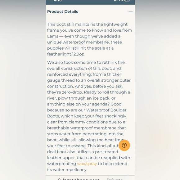 Lems Waterproof Leather Boulder Boot Weathered Unisex Umber Size 9 - Picture 15 of 16